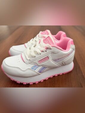 Reebok Kids Classic White and Pink Sneakers, 13c